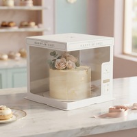 Boîte à gâteau blanche en gros avec fenêtre transparente en PVC, emballage cadeau haut de gamme pour pâtisserie