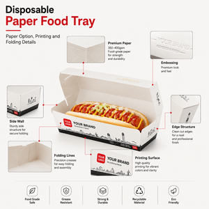 Boîte à hot-dogs personnalisée imprimée et gaufrée, barquette <span class=keywords><strong>alimentaire</strong></span> jetable pour la vente en gros d'emballages de nourriture à emporter et de street food - Product Image 5