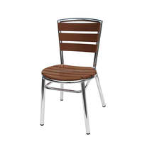 Chaises de jardin en bois plastique pour restaurant bistrot en aluminium Chaise de salle à manger d'extérieur en bois