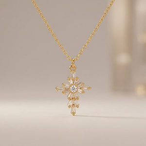 สร้อยคอทอง14K จี้เพชรบาแกตต์หรูหราเครื่องประดับที่เรียบง่าย - Product Image 1