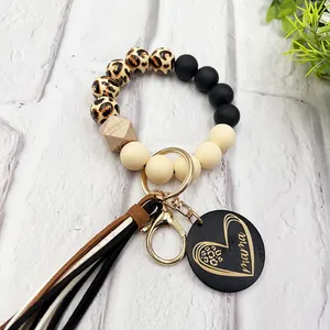 New Mama Silicone Bead Bracelet Women'S Key Ring Silicone String Popular Accessories Leather Tassel Beads