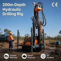 Foreuse hydraulique portative montée sur chenilles pour puits d'eau, profondeur 180 m, machine de forage diesel avec certification CE