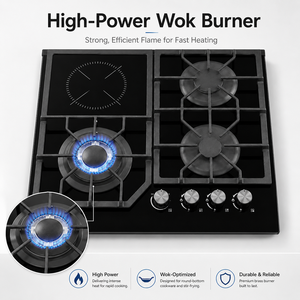 Cuisinière à gaz et électrique 4 brûleurs de <span class=keywords><strong>60</strong></span> <span class=keywords><strong>cm</strong></span> pour comptoir de cuisine en verre, <span class=keywords><strong>prix</strong></span> de gros Chine, fabricant - Product Image 2