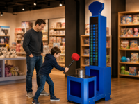 Tour de jeu d'arcade High Striker Strength avec marteau et LED, 180x81x190 cm, pour bars et centres de divertissement familial