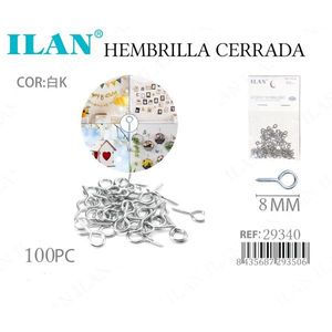 ILAN Anello Chiuso in Metallo da 8 mm per Accessori di Abbigliamento, Confezione da 100 Pezzi - Product Image 3