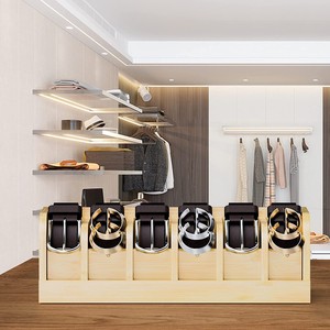 Wooden Belt Storage <b>Box</b> Multi Compartment Organizer For <b>Wardrobe</b> Tie Watch Display Standing Type With Partitions Bamboo Color - Product Image 1