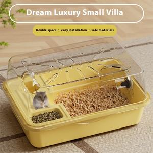 Cage à hamster dorée super économique, écologique, villa extra-large, en plastique solide, avec bols spécifiques pour hamster, étanche IPX5, de forme carrée - Product Image 3