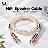 Câble de haut-parleur Hifi 8 conducteurs carrés en cuivre plaqué argent avec isolation en téflon, câble audio DIY, fiche banane en fibre de carbone rhodiée