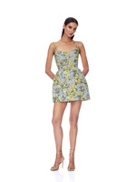 OUDINA Nouvelle Robe Courte de Soirée Élégante et Tendance, Dos Nu, Col Halter, à Paillettes, Motif Floral, Taille Haute, Coupe Trapèze, pour Anniversaire