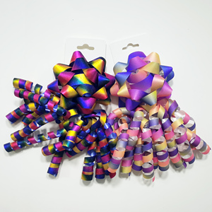 Hermoso Lazo de Cinta de PP con Purpurina Floral Arcoíris <span class=keywords><strong>para</strong></span> Navidad, Hanukkah, <span class=keywords><strong>Cumpleaños</strong></span>, Bodas, San Valentín, Fiestas, <span class=keywords><strong>Manualidades</strong></span> de Nuevo Estilo - Product Image 2