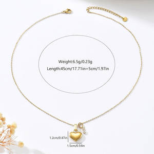 Joyería de moda al por mayor de acero inoxidable no se deslustra 18K chapado en oro CZ en forma de corazón múltiples estilos colgante collar para mujer - Product Image 5