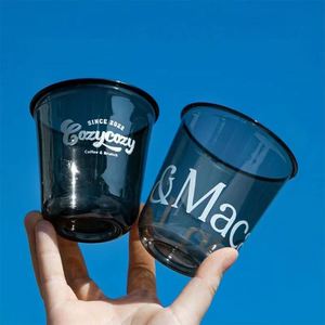 Custom Disposable 90mm98mm Black Clear PET <b>Plastic</b> Cold <b>Cup</b> Iced <b>Drink</b> Coffee Boba Tea Soda <b>Plastic</b> <b>Cup</b> with Lids - Product Image 3