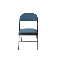 Tabouret pliant léger en PVC noir vintage avec pieds en métal