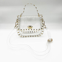 Meilleure vente Sac à main mode transparent avec strass riveté transparent approuvé par le stade Sacs à bandoulière femmes Sacs à main pour événement