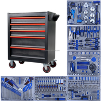 Ensemble d'outils en mousse EVA avec kit d'outils à main pour réparation automobile et chariot à outils mobile 424 pièces, armoire à tiroirs professionnelle pour garage et atelier