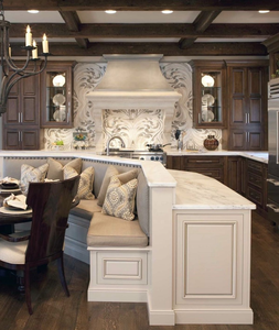 <span class=keywords><strong>Isola</strong></span> da Cucina Classica in Stile Country di Lusso su Misura con Tavolo Personalizzato e Panca con Sedute, <span class=keywords><strong>Isola</strong></span> da Cucina Verniciata Marrone - Product Image 3