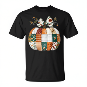 Camiseta de otoño con estampado floral de calabaza y lazo estilo coquette para Halloween - Product Image 2