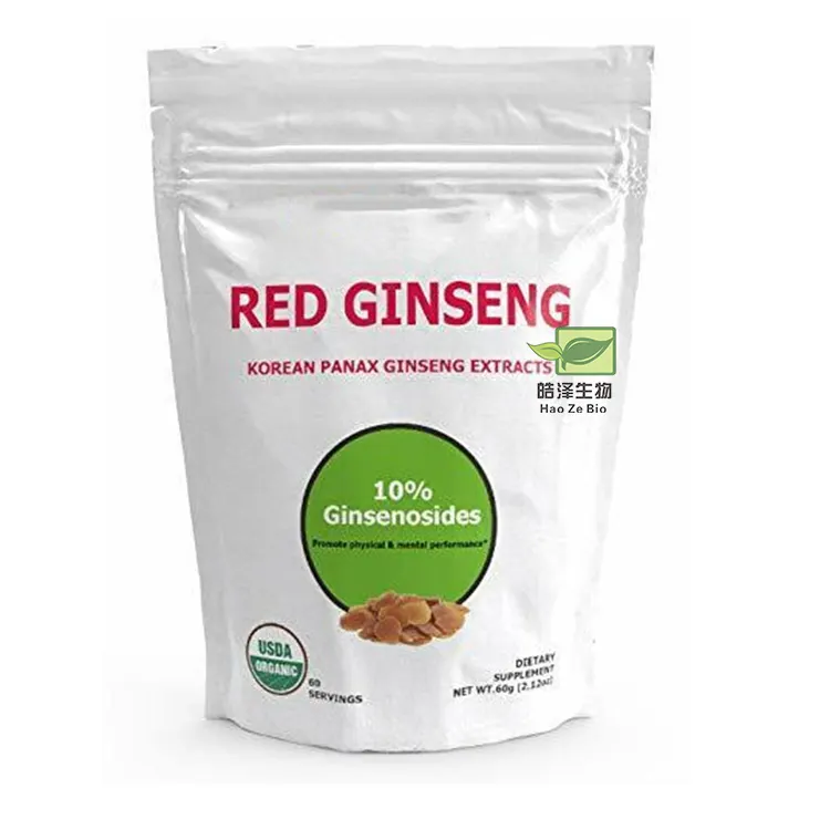 Natural 10% Ginsenosides Pó Panax Siberian Coreano Red Ginseng Sementes Raiz Extrato Em Pó