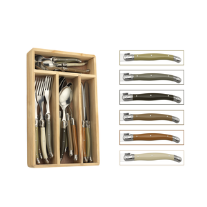 Ensemble de couverts de style européen avec logo personnalisé, acier inoxydable, 24 pièces, ensemble de couteaux <span class=keywords><strong>Laguiole</strong></span>, fourchettes, cuillères pour cadeaux de mariage, restaurant - Product Image 2