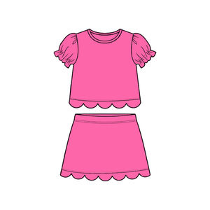 Vestido de Verano para Bebé Niña, Modelo GSD3935, Color Rosa Sandía, Estampado Sólido, Manga Corta, Largo hasta la Rodilla, Transpirable, Venta al Por Mayor - Product Image 6