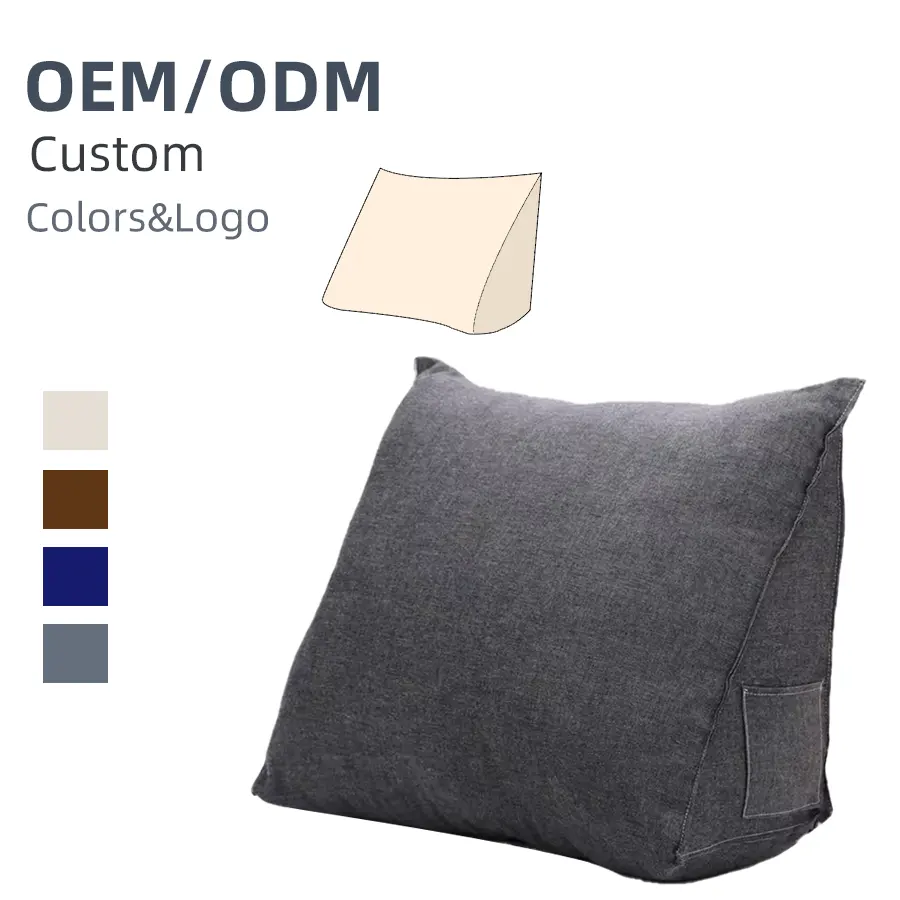 Removable Cover Wedge Pillow Positioning Support Reading Backrest Cushion for Sofa Bed