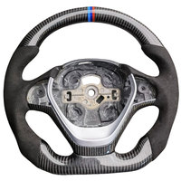 Volante Deportivo de Tres Radios de Cuero y Fibra de Carbono para BMW E46, Serie 3, Serie 4, Serie 5, M3, M5, X1, X2, X3, X4, X5, X6, X7