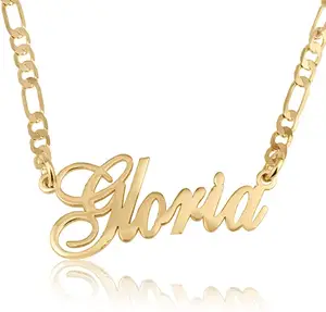 Gepersonaliseerde Naam Ketting Oude Engels Naam Gothic Lettertype Custom Sieraden Rvs Hip Hop Naam Ketting Met Cubaanse Keten