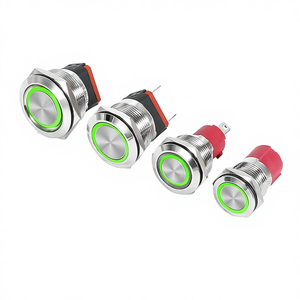 IP67 LED Metal Button <b>Switch</b> with Tail 15A High Current 24V 1NO Ring Illuminated Self-Resetting for Industrial & Automotive Use - Product Image 1