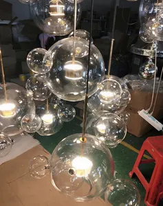 Prêt à expédier verre bulle suspension suspension lampe LED verre cuisine îlot lustre lumière JY9100