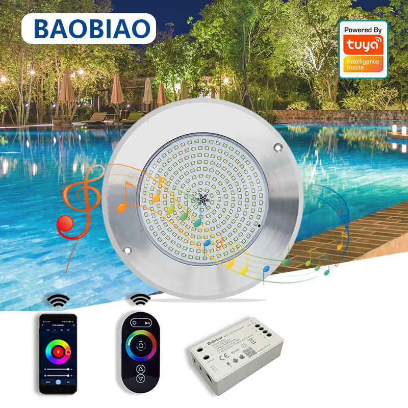 Baobiao-مصابيح ليد لأحواض السباحة, مصباح LED مقاوم للصدأ ، تيار مستمر 12 فولت ، 10 واط ، يمكن تثبيته ، IP68 ، RGB ، 100 قدم ، تصميم عتيق متعدد مع مضيف ، تحت الماء