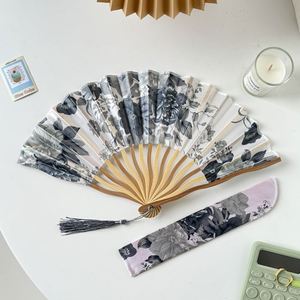 Abanico de mano de bambú con diseño floral estilo chino, pintura a tinta antigua, para verano, 21 cm, abanico plegable para danza, regalo de negocios, artesanía de bambú - Product Image 2