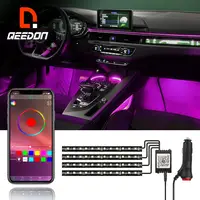 Araba Led şerit 12V araba iç dekorasyon şerit iç araba ışık müzik senkronizasyonu Led şerit renk değiştiren Led Neon ışık