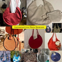 Sacs fourre-tout ronds en toile de coton personnalisés sac à main fourre-tout en cercle écologique sac d'épicerie réutilisable avec pochette