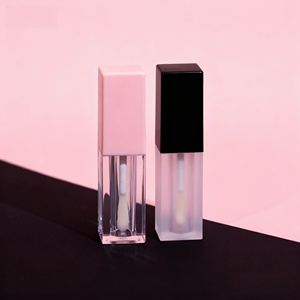 Tube de brillant à lèvres liquide rond coloré de 6 ml, contenant en plastique avec bouchon à vis blanc/noir/rose pour sérigraphie, cosmétiques et rouges à lèvres - Product Image 2