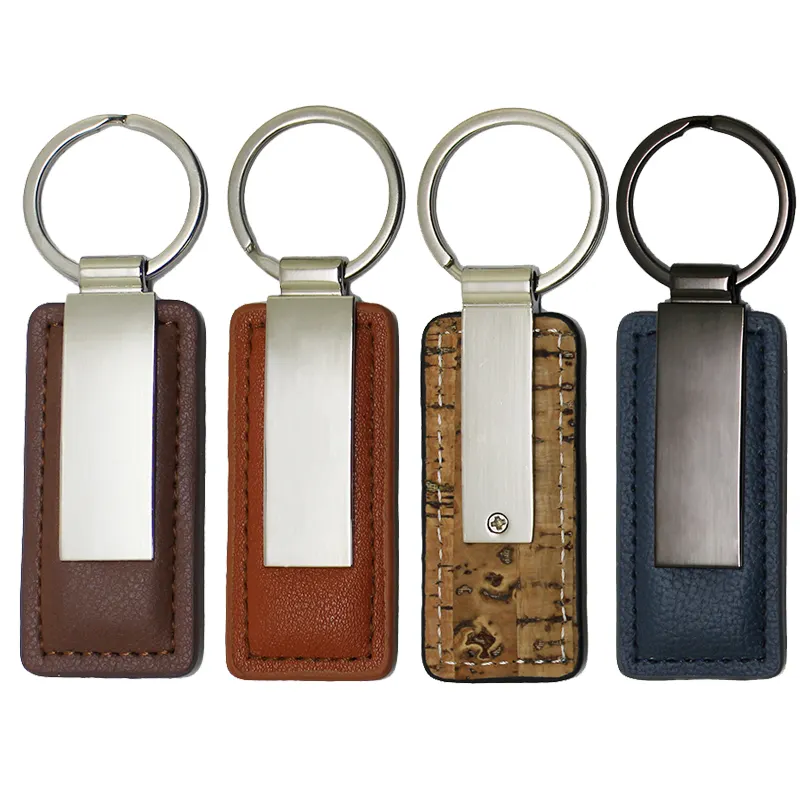 سلسلة مفاتيح فارغة بتصميم مخصص للبيع بالجملة من الصين تحمل اسم أو اسم الشركة سلسلة مفاتيح معدنية من الجلد الأسود شعار العلامة التجارية