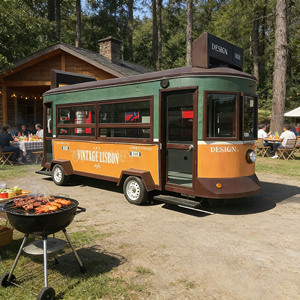 Large Window Mobile Food <b>Trailer</b> Stainless Steel Street Vending Cart with Clear View - Product Image 1