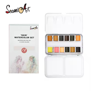 SeamiArt - Juego <span class=keywords><strong>de</strong></span> 12 Acuarelas Sólidas para Artistas, con 1 Caja Metálica Portátil, Acuarelas, Aquarela - Product Image 1