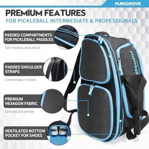 Échantillon gratuit : Sac de transport personnalisé pour raquettes de pickleball et de tennis pour homme, en néoprène avec poche pour chaussures, fabriqué en nylon durable - Product Image 2