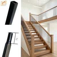 Balustre d'escalier en métal noir carré, design moderne et épuré, en fer forgé, pour rampe d'escalier intérieure