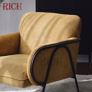 Nordic Moderno di velluto a coste mobili soggiorno Braccio Sedie Soggiorno Camera Moderna terroso giallo Imbottita Singola poltrona di velluto a coste - Product Image 2