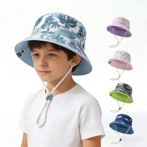 New-style Export-Quality <strong>Childrens</strong> Dinosaur Fruit Print Windproof Breathable Sun Protection <strong>Bucket</strong> <strong>Hat</strong> 100% Cotton - Product Image 1