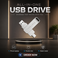 JASTER Metal Luxe USB 2.0 3.0 Type-C Flash Drive, Memory Stick 128 GB 64G untuk Kustomisasi Gratis