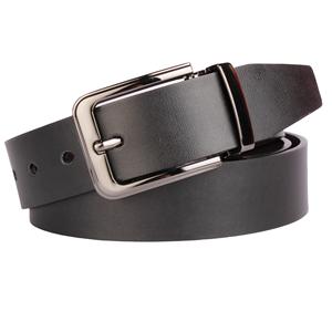 حزام رجالي جديد من الجلد الطبيعي قابل للعكس بلون كونياك وأسود بطول 120 سم مع إبزيم دوار ومشبك دبوس للملابس الرسمية - Product Image 1