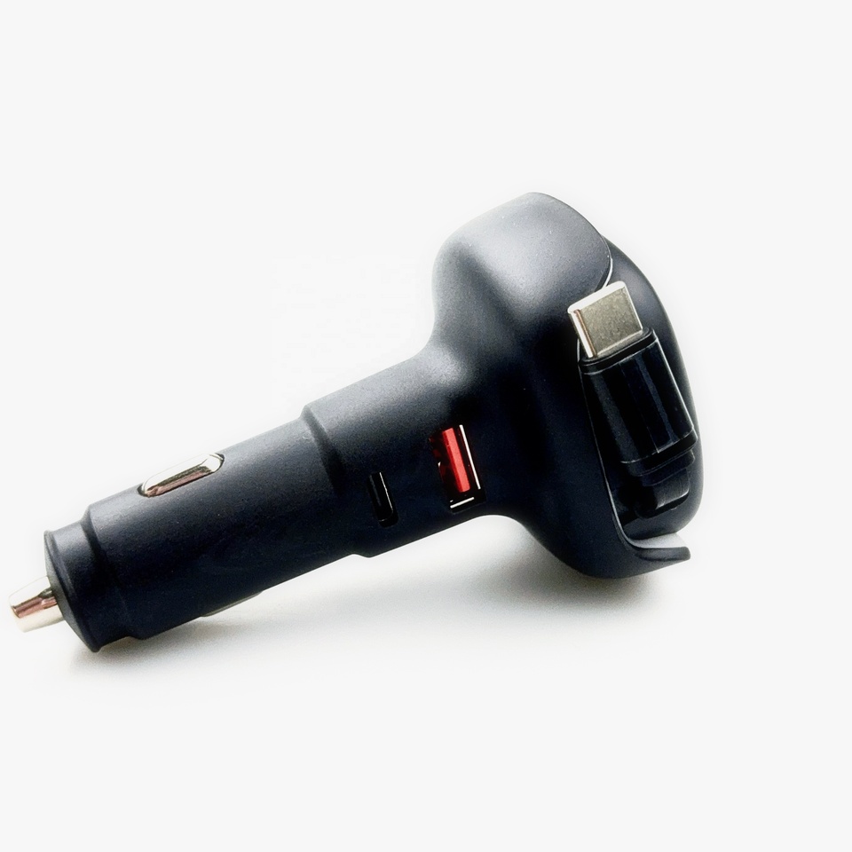 2025 New 3-in-1 Car Charger With Retractable Cable Dual Port 50w Pd A+c Mobile Phone Accessories For Camera Usage