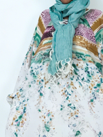 Abaya en mousseline respirante à imprimé floral pour femmes, robe musulmane ample à manches longues, tenue islamique maxi, logo personnalisé accepté
