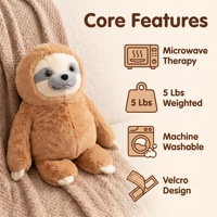 Peluche paresseux lestée de 2,2 kg avec compartiment intérieur amovible, compresses chaudes/froides micro-ondables pour soulager l'anxiété