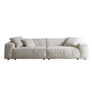 Canapé modulaire droit quatre places de style italien moderne, en tissu lin, combinaison simple en blocs de tofu, amovible - Product Image 2