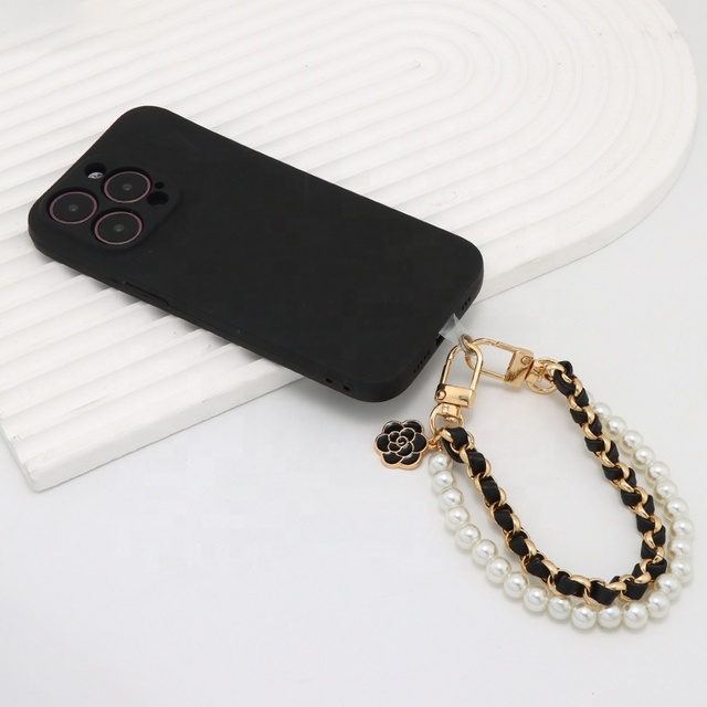 Hot Sale Luxury Girls Leather Phone Case with Pearl Chain Crossbody Strap Compatible with iPhone 15 13 12 11 X XR XS