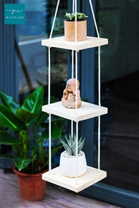 Étagère murale décorative multifonctionnelle en bambou et rotin de style bohème, artisanat en macramé, nature morte, anniversaire - Product Image 2