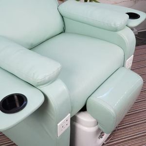 Sillón de Pedicura Azul Cielo Moderno y Lujoso para Salones de Uñas, Ajustable, Eléctrico, con Masaje por Vibración, Lámpara LED de 7 Colores, Automático, sin Tuberías - Product Image 3